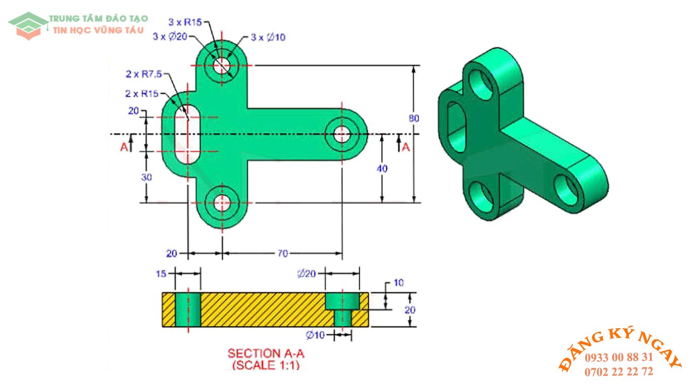 Đề thi autocad 3d tin học vũng tàu 13