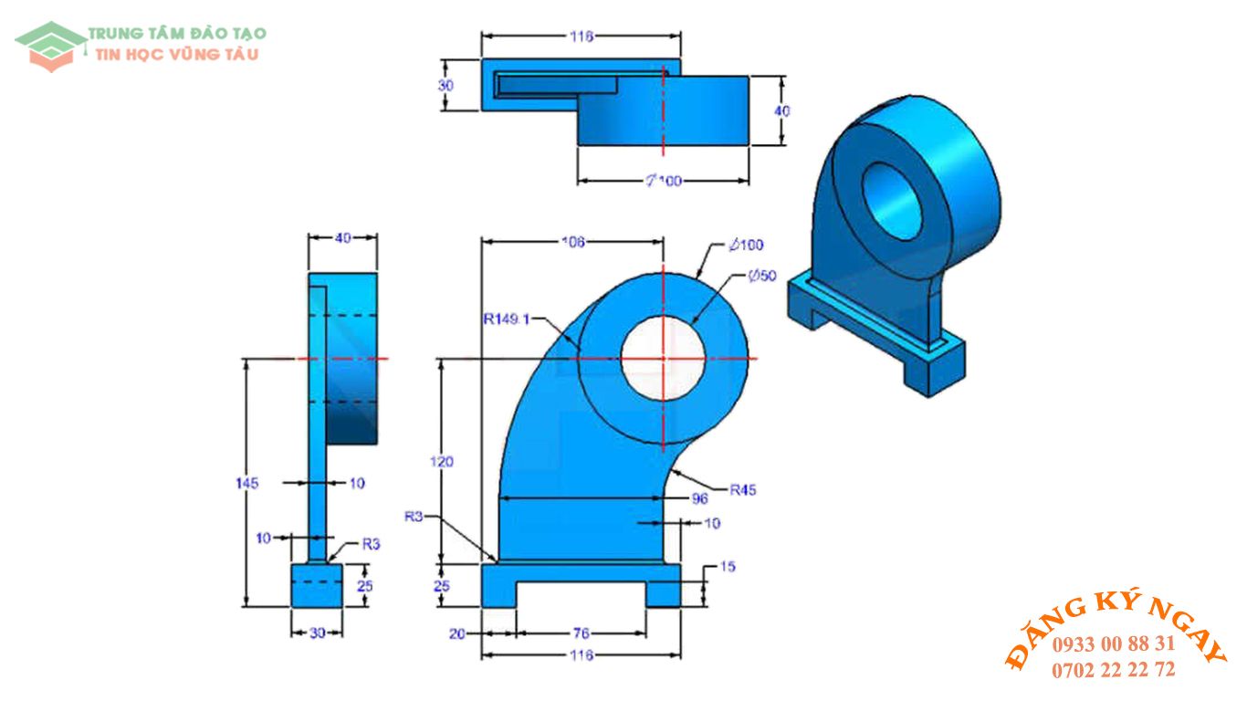 Đề thi autocad 3d tin học vũng tàu 19
