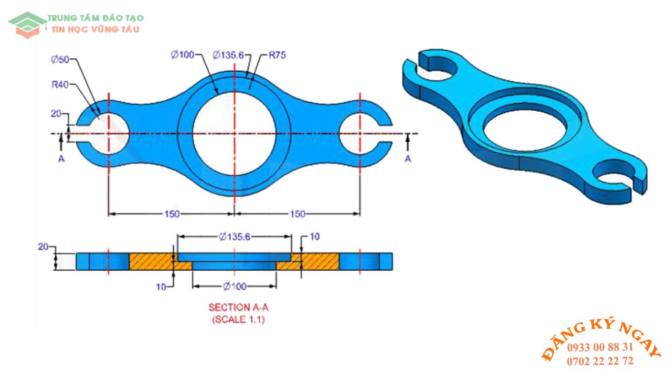 Đề thi autocad 3d tin học vũng tàu 6