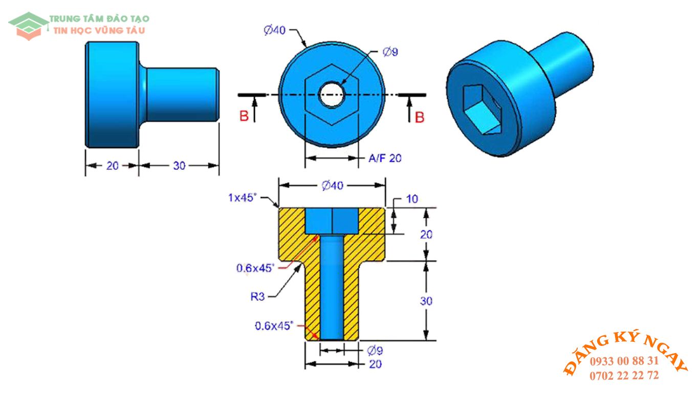 Đề thi autocad 3d tin học vũng tàu 8